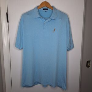 Peter Millar Crown Crafted Polo Shirt Mens XL Blue Striped Performance Stretch